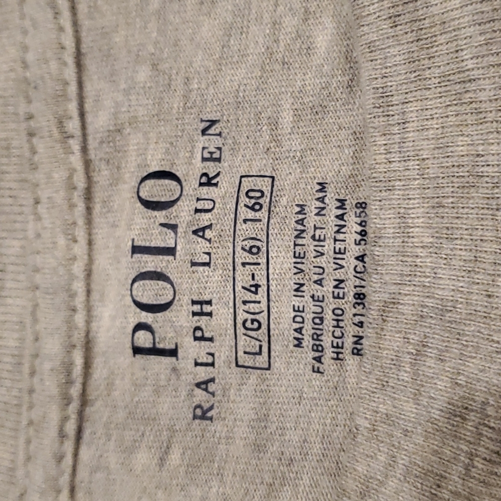 Boys Polo Ralph Lauren gray distressed logo print shirt size L(14/16) - Picture 3 of 4